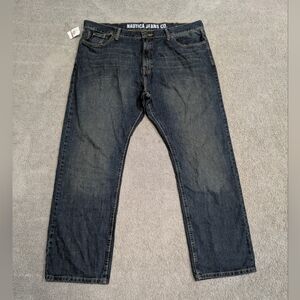 NEW Nautica Jeans Co Mens Relaxed Fit Straight Jeans Sz 42x32 Cotton Denim Blue